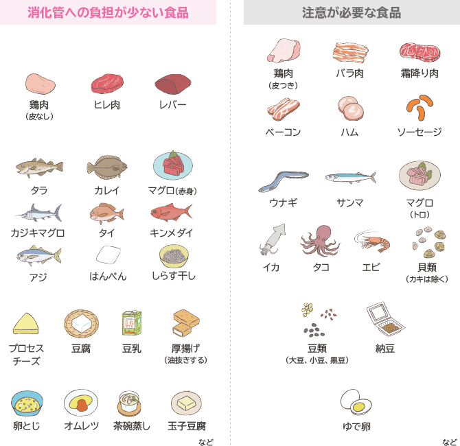 消化管への負担が少ない食品 注意が必要な食品