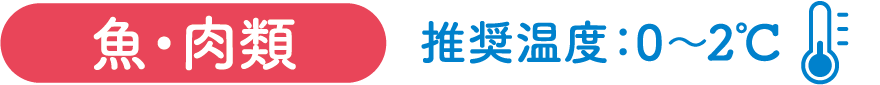 魚・肉類　推奨温度：0〜2℃