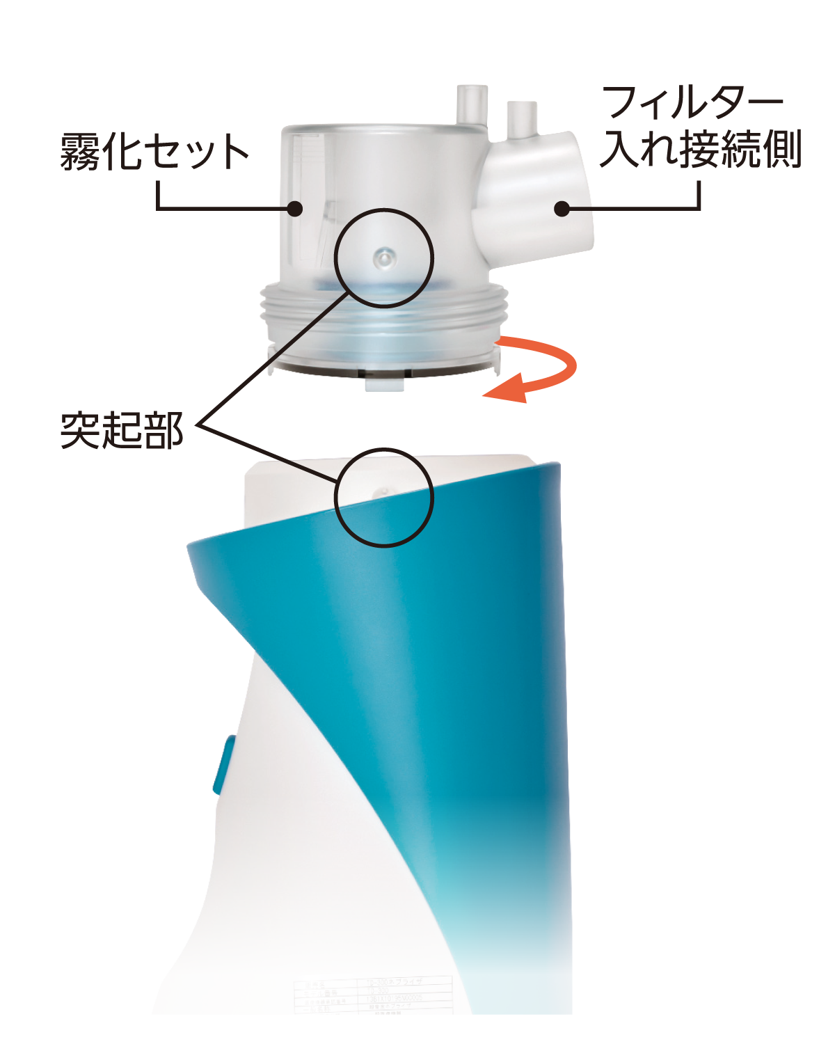 吸入器本体に霧化セットを取り付ける