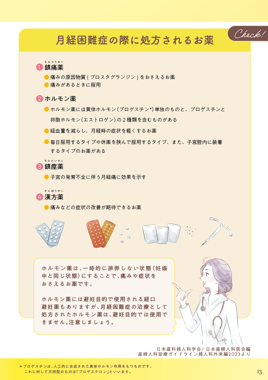月経困難症の際に処方されるお薬